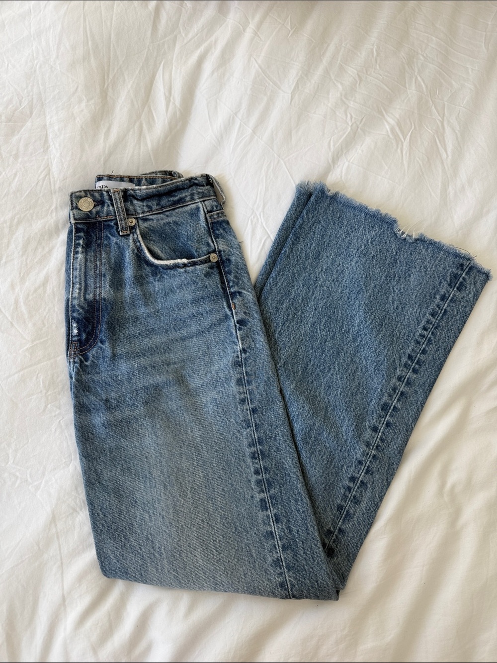 Zara Straight-Leg Jeans in Light Blue Denim